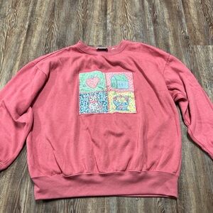 Vintage pink crewneck sweatshirt with patchwork
